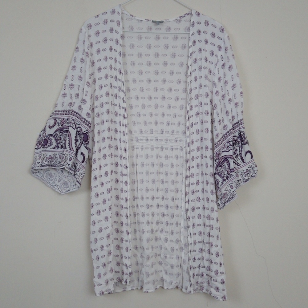 Charlotte Russe Open Front Long Flowy Lightweight Floral Paisley Shrug Cardigan